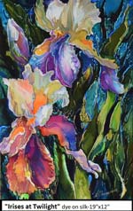 Irises at Twilight, Dye on Silk